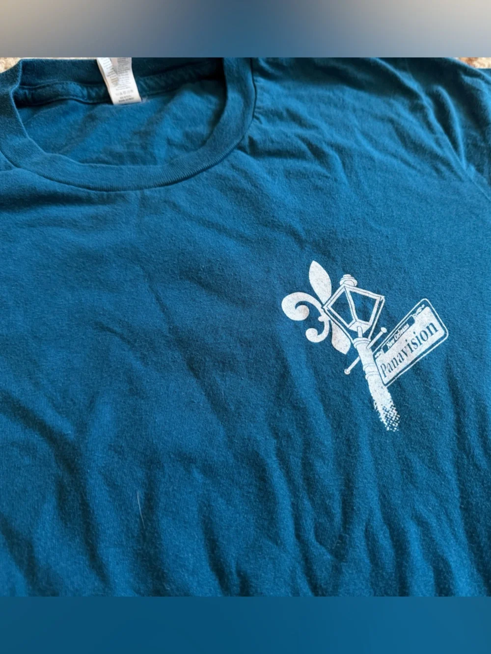 NWOT Canvas Panavision Cotton Teal Crewneck T-Shirt - Picture 3 of 4